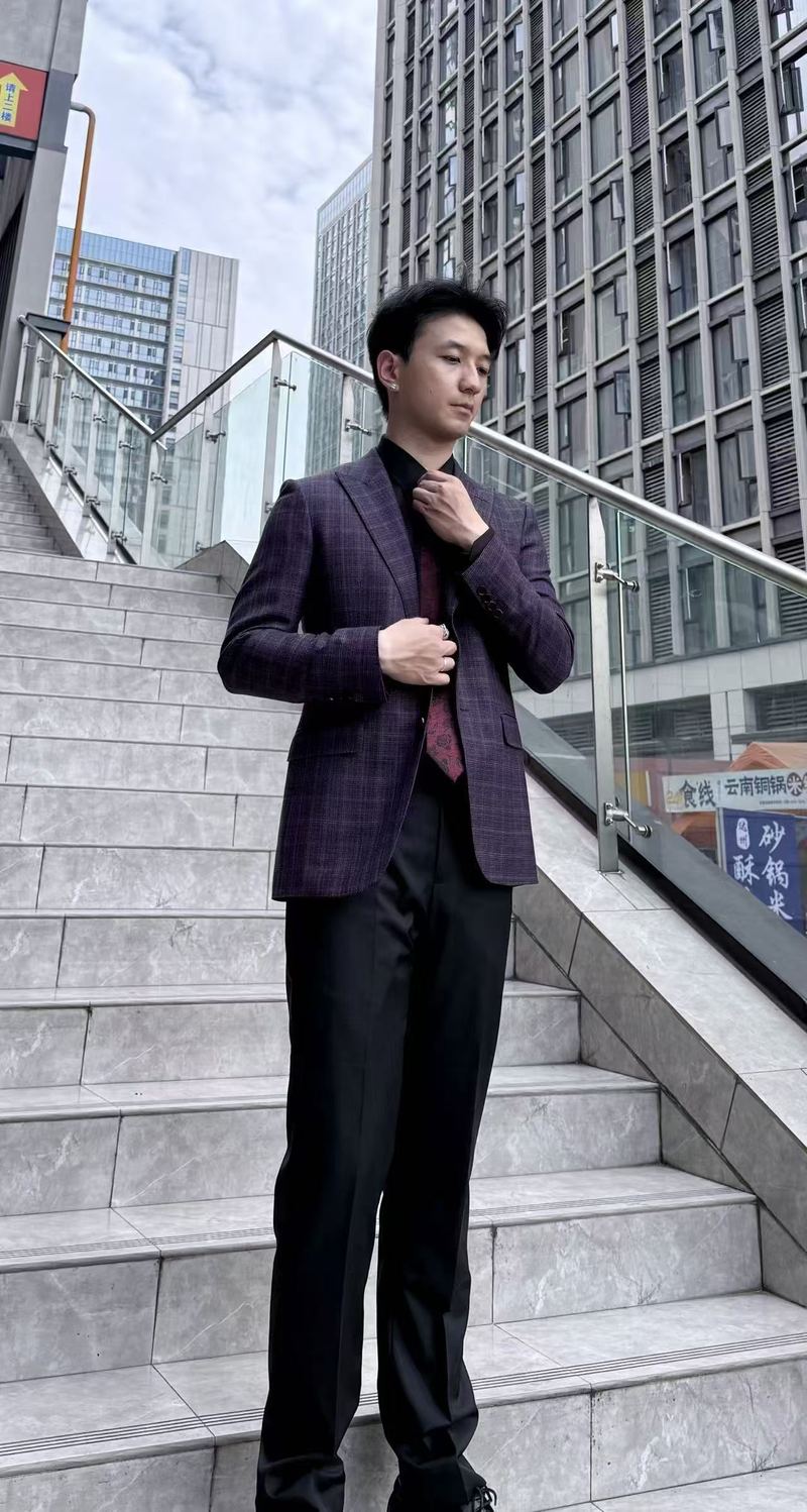 绅士格纹成人礼三件套